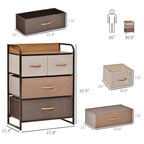 HOMCOM 4-Drawer Dresser, Fabric Drawers, 3-Tier Storage Organizer for Bedroom Entryway, Tower Unit with Steel Frame and Wooden Top, Maple Wood - Grand Goldman Shop
