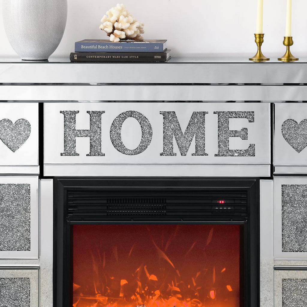 W 46' X D 12.6 X H 41 ' Acrylic diamond mirror fireplace cabinet, TV fireplace cabinet - Grand Goldman Shop