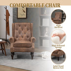 Modern Coffee Wood Frame Armchair with Sturdy Wood Legs and Microsuede Upholstery for Living Room - Grand Goldman Shop
