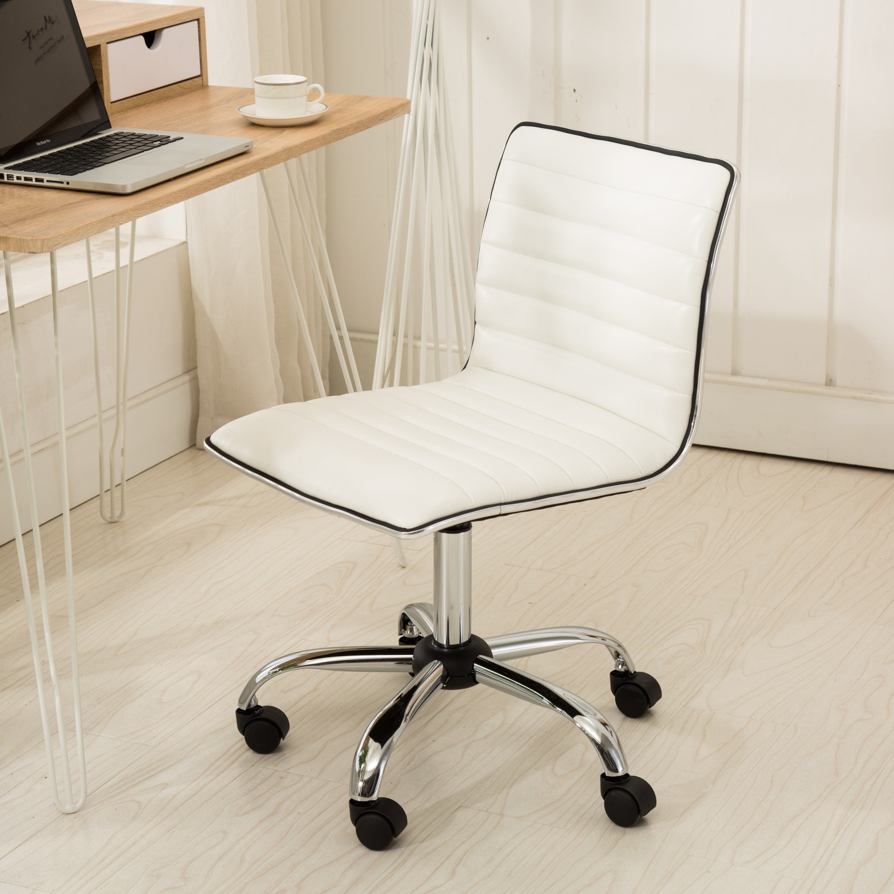 Fremo Chromel Adjustable Air Lift Office Chair, White - Grand Goldman