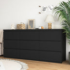 9 Drawer Dresser with No Handle Design, Modern Black Matte Wood Dresser for Bedroom, Storage Chest of Drawers for Living Room, Hallway, Entryway - Grand Goldman Shop