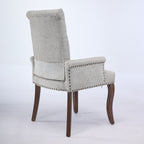 Upholstered Chenille Fabric Accent Dining Chair, Curved Solid Wood Legs, Elegant Tufted Club Dining Room Kitchen Room Arm Dining Chair, Single Pack,Beige,SW1895BG - Grand Goldman Shop
