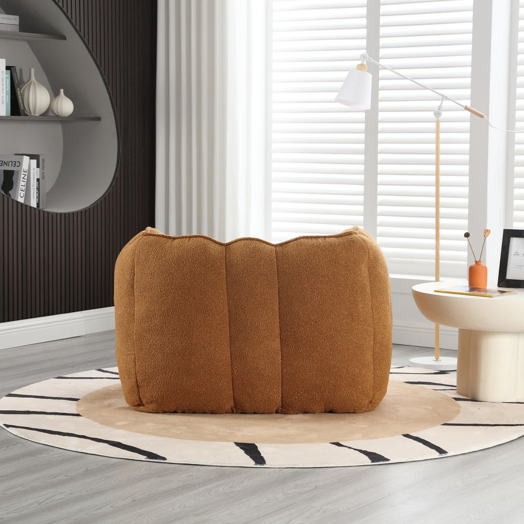 Soft Chenille Bean Bag Chair with High Resilient Foam for Living Room and Bedroom, Comfortable Square Lazy Sofa with Footstool for Adults - Grand Goldman Shop