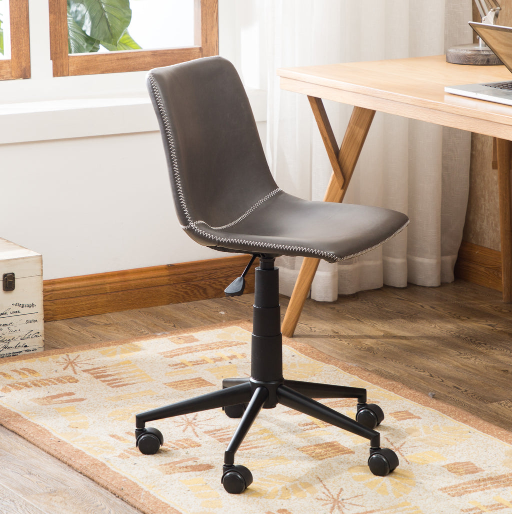 Cesena Faux Leather 360 Swivel Air Lift Office Chair, Antique Gray - Grand Goldman