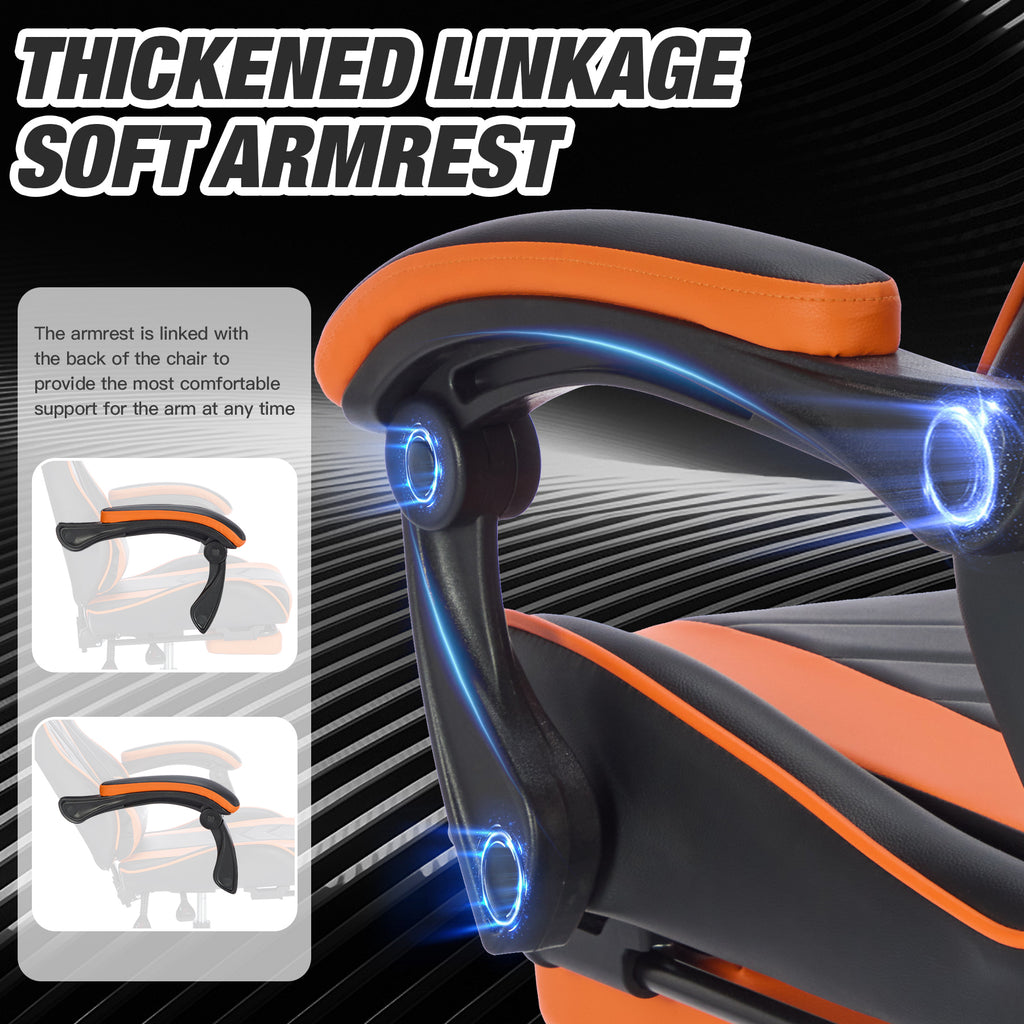 Gaming Chair with Footrest, Ergonomic Computer Chair with Headrest and Lumbar Support, Breathable Material Height Adjustable 