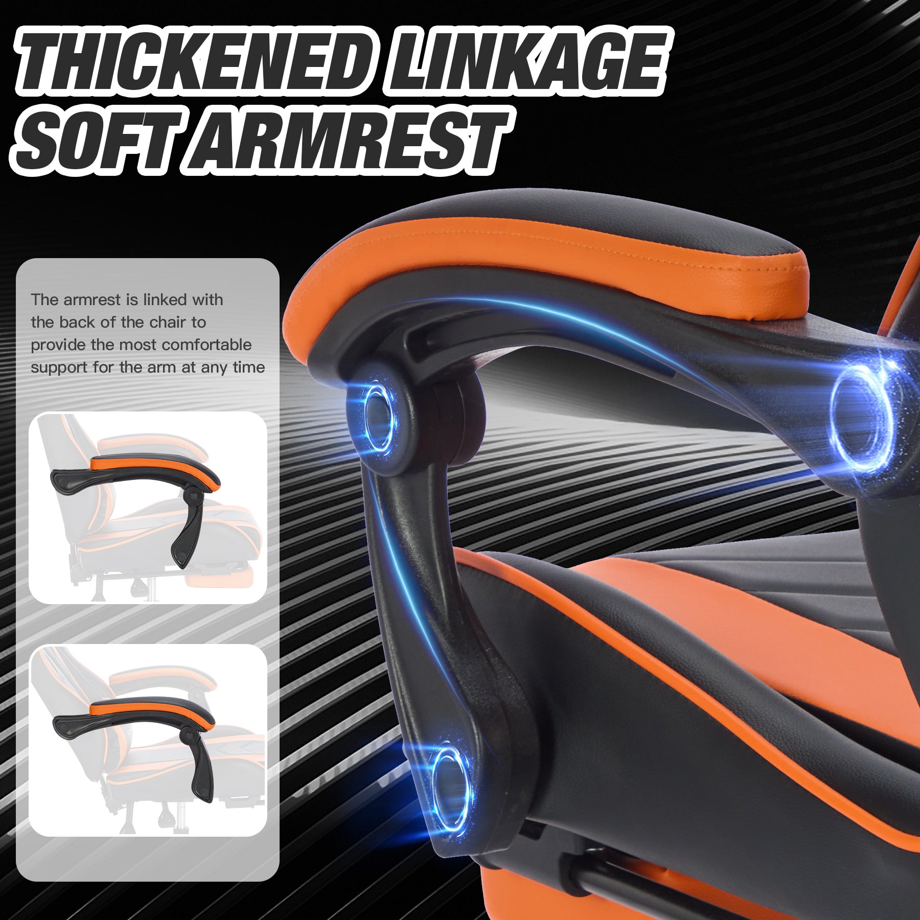 Gaming Chair with Footrest, Ergonomic Computer Chair with Headrest and Lumbar Support, Breathable Material Height Adjustable 
