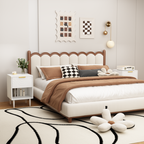 Modern White Nightstand with One Drawer and Open Shelf, Gold-Accented Handle, 22.83'' H, MDF, White - Grand Goldman Shop