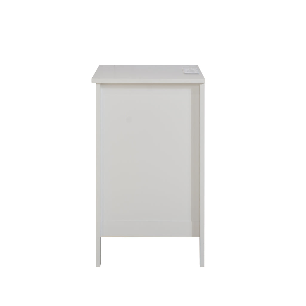 White 3 Drawer Nightstand with Charging Station and USB Ports & Power Outlets,Wooden Bed Side Table/End Table Modern Night Stands for Bedrooms - Grand Goldman Shop