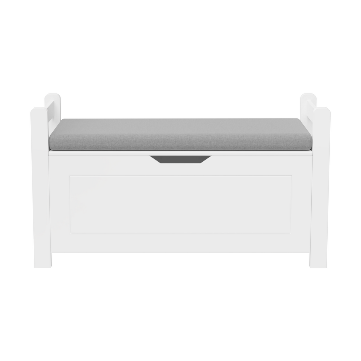 Kids Toy Box Chest White Storage Cabinet with Cushion Seat Bench Flip-Top Lid Safety Hinge for Nursery Playroom | Premium Hom