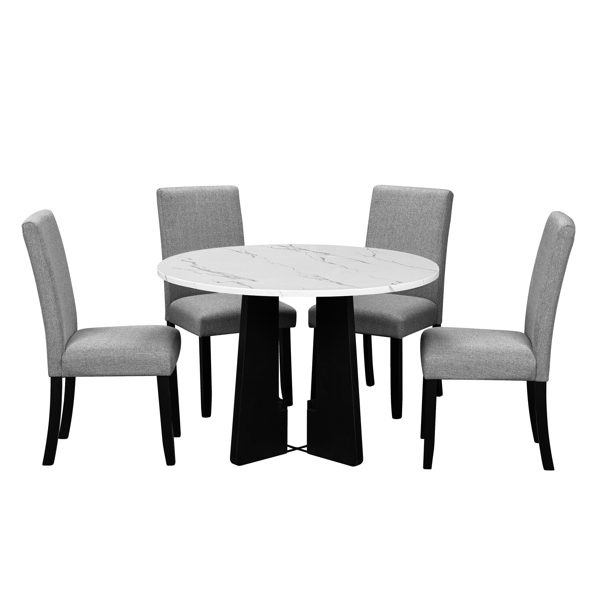 5-Piece Round Dining Table set, 43-Inch Modern Dining Table and 4 Upholstered Chairs for Dining Room, Kitchen Room, Living Room, Easy Assembly - Grand Goldman Shop