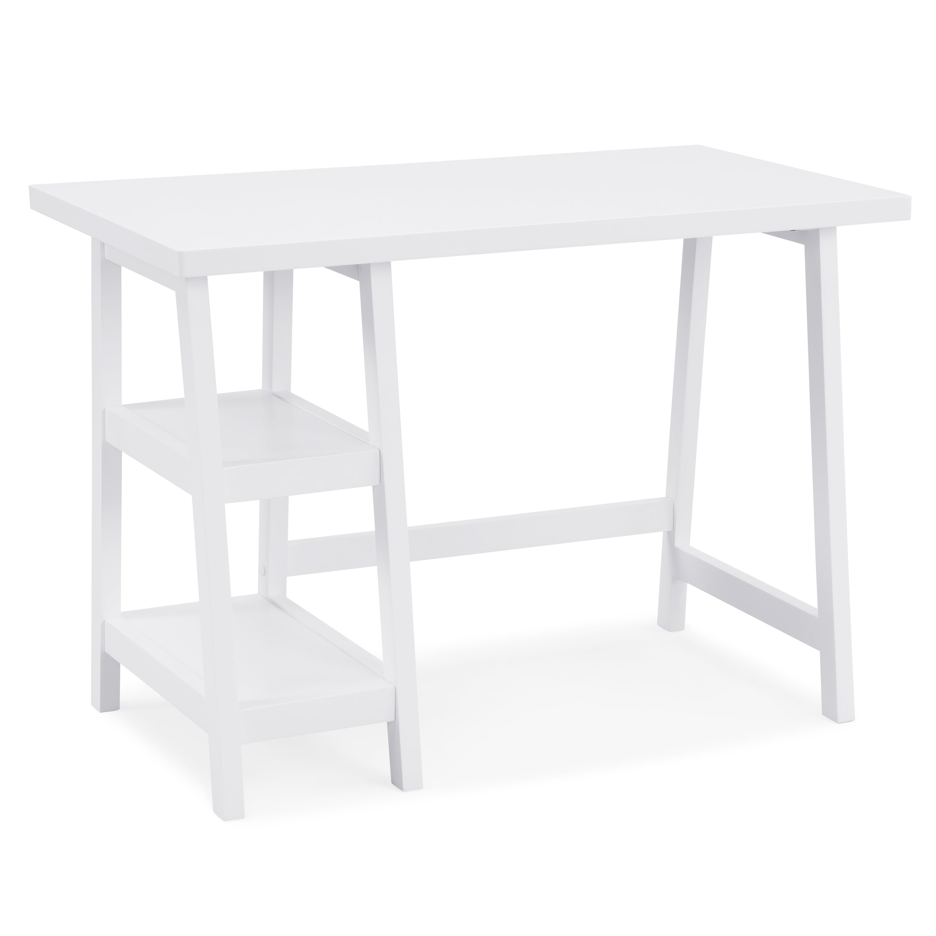 Redina Contemporary Wood Writing Desk with Storage, White - Grand Goldman