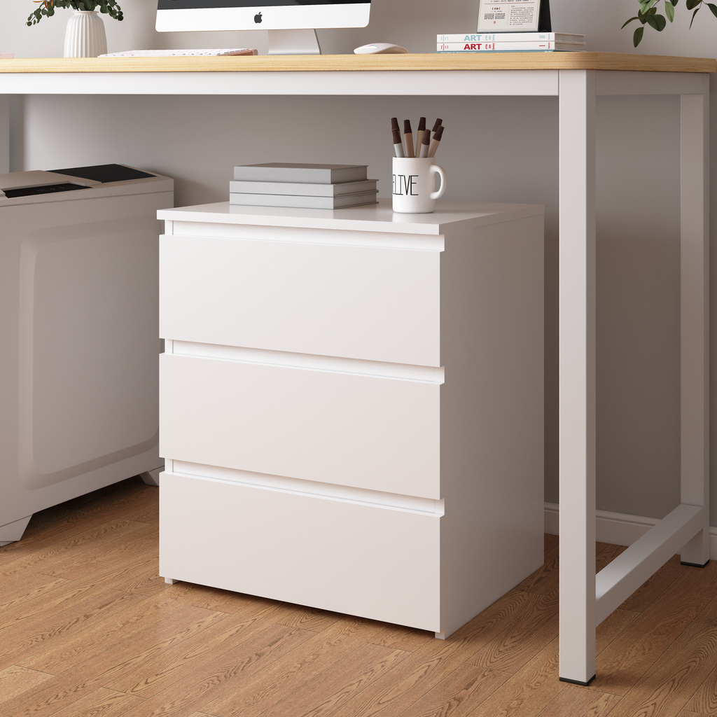 (Set of 2)3 Drawer Dresser, Small Dresser for Closet, Wooden White Nightstand for Bedroom, Chest of Drawers Side Table Storage Cabinet for Home Office , Each box Contains Two Side Tables - Grand Goldman Shop