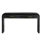 TREXM Unique Retro Silhouette Console Table with Open Style, Two Top Drawers for Entrance, Dinning Room, Living Room (Antique Black) - Grand Goldman Shop
