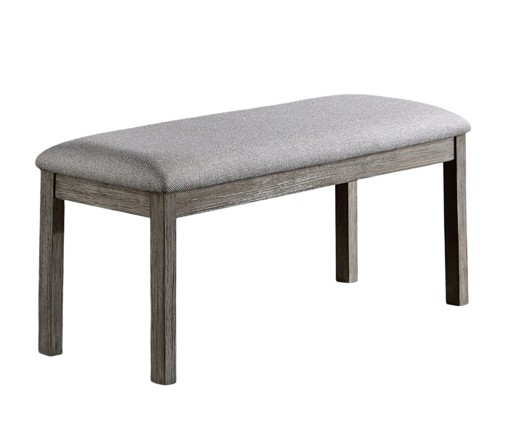 Gray Color Dining Bench Padded Seat 1pc Bench Kitchen Dining Room Wire-Brushed Finish - Grand Goldman Shop