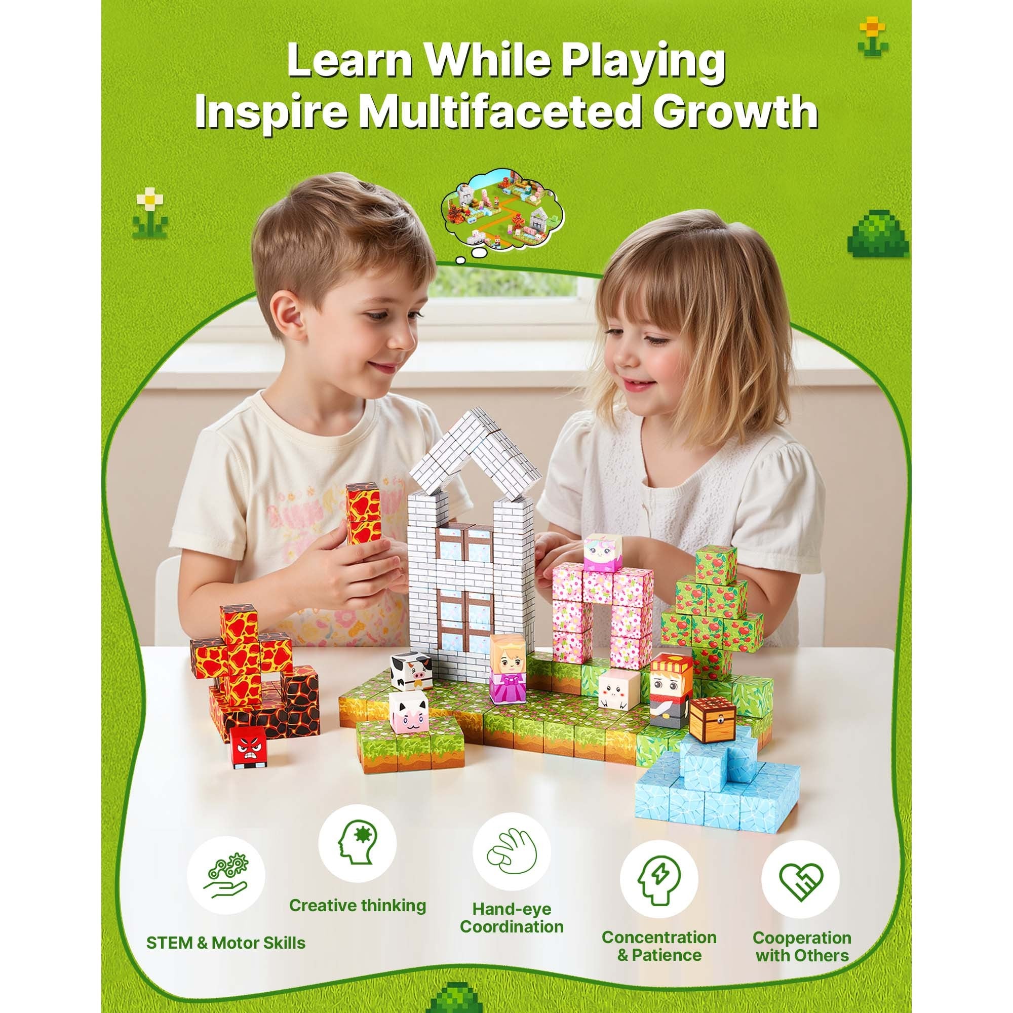 Magnetic Blocks 150 PCS Forest Castle Set STEM Montessori Sensory Toys | Premium Home Decor - Grand Goldman