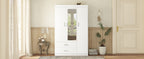 3-Door Mirror Wardrobe with shelves, White - Grand Goldman Shop