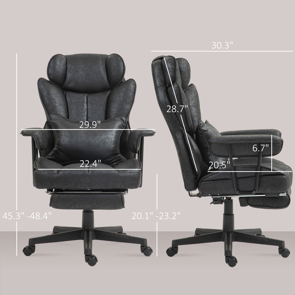 HOMCOM Executive Office Chair, 400LBS Big and Tall Office Chair with Foot Rest, Microfiber Computer Desk Chair with Lumbar Su
