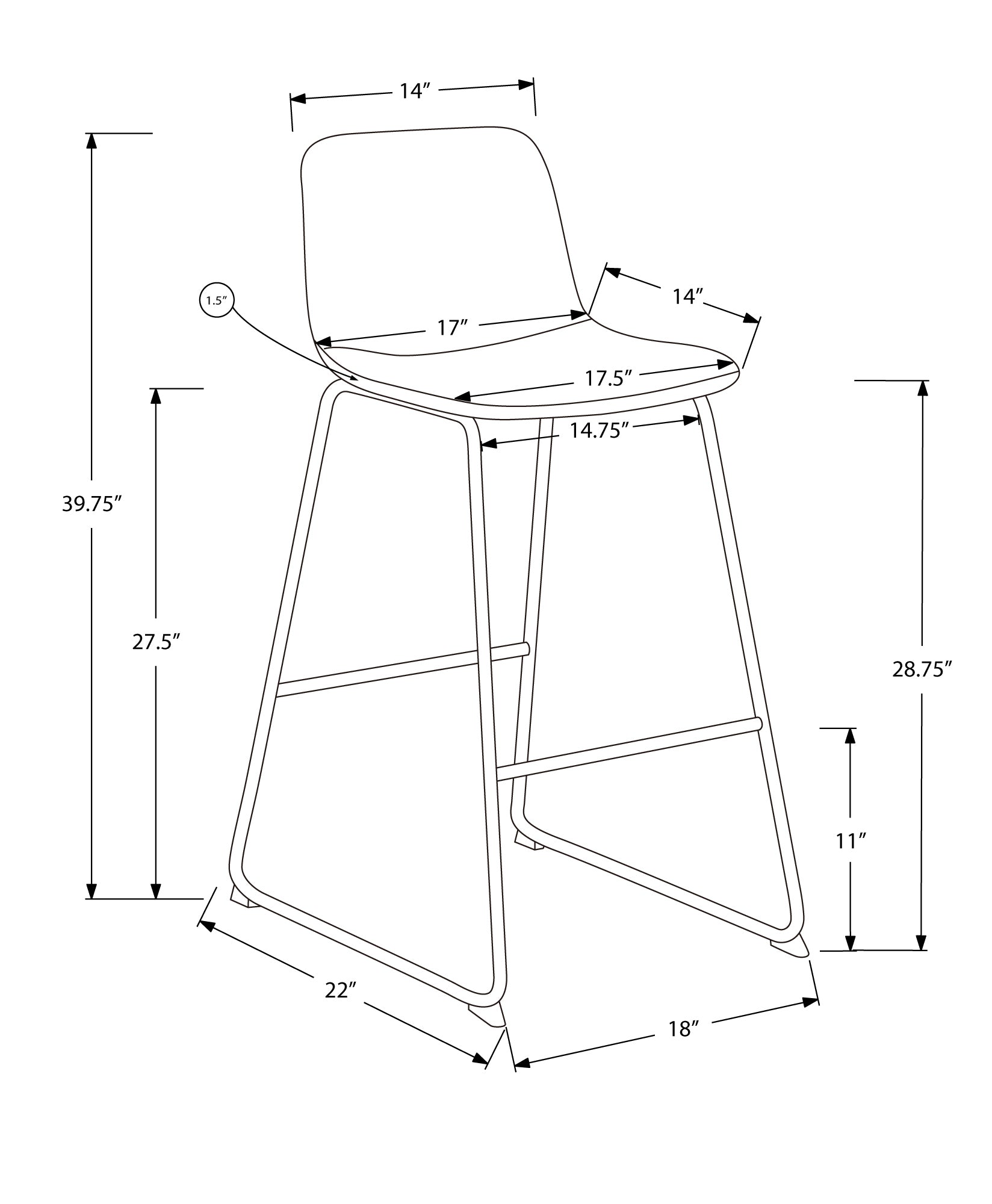 Office Chair, Bar Height, Standing, Computer Desk, Work, Grey Leather Look, Black Metal, Contemporary, Modern - Grand Goldman