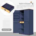 [Assembly Video Provided]TOPMAX 40.2x20x71.3inch High Freestanding Kitchen Pantry Large Cupboard Storage Cabinet with 2 Drawers, 2 Adjustable Shelves, 8 Door Shelves for Kitchen, Dining Room,Blue - Grand Goldman Shop