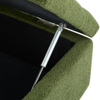 Ottoman Bench with Storage, Green Boucle Surface, Rubber Wood Legs, 300 lbs Capacity - Grand Goldman Shop