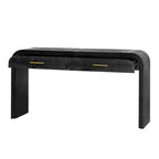TREXM Unique Retro Silhouette Console Table with Open Style, Two Top Drawers for Entrance, Dinning Room, Living Room (Antique Black) - Grand Goldman Shop