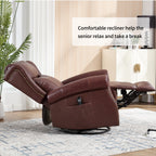 Heat Massage Manual Recliner Chair with Rocker and Swivel in Genuine leather for Living Room, Red - Grand Goldman Shop