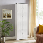 Tall Storage Cabinet with 8 Doors and 4 Shelves, Wall Storage Cabinet for Living Room, Kitchen, Office, Bedroom, Bathroom, White - Grand Goldman Shop