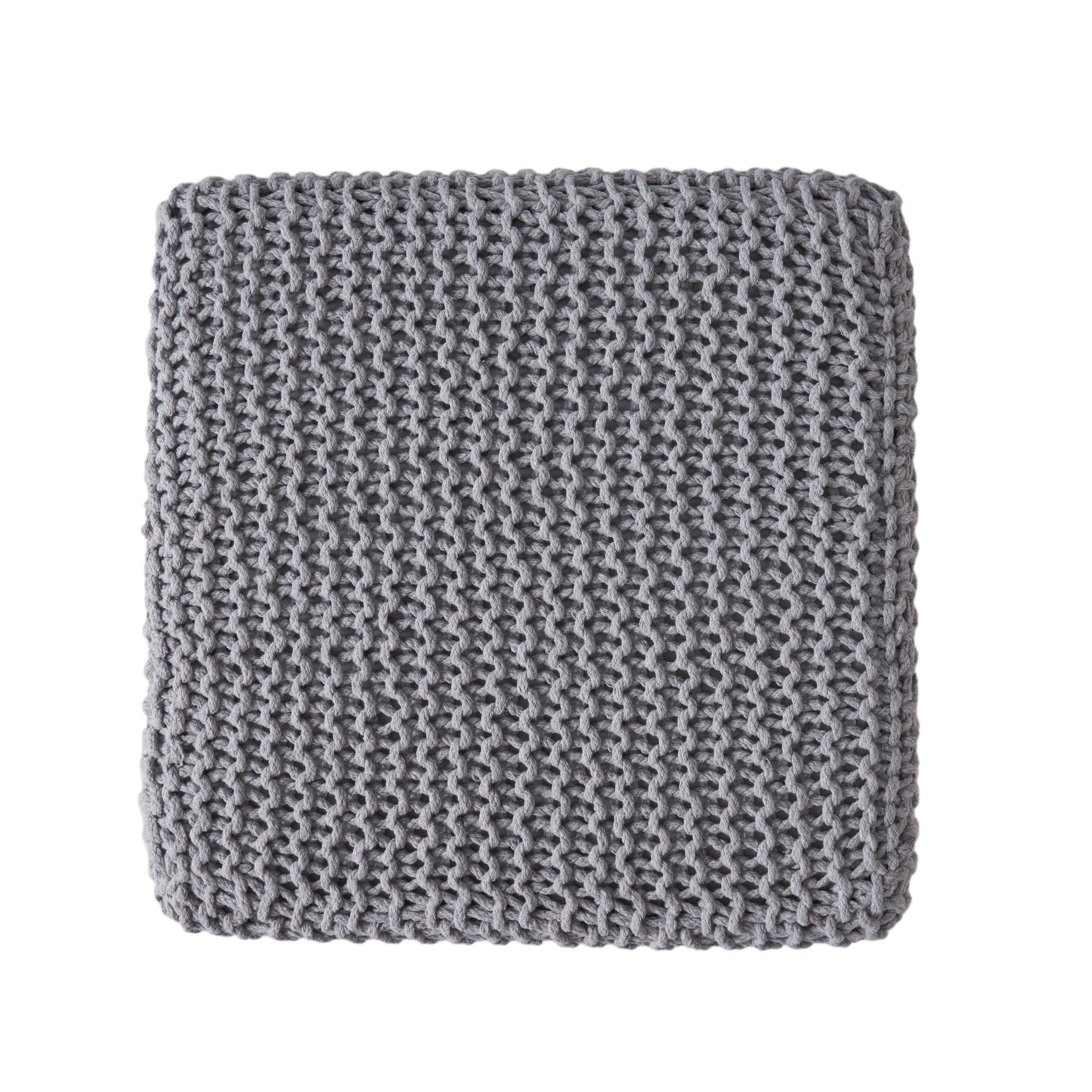 Chabani Indoor Modern Knitted Fabric Cube Pouf Ottoman - Grand Goldman Shop
