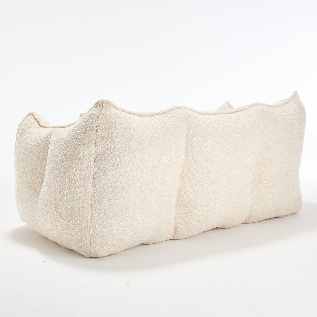 Comfortable Dual Beanbag Chair with High Resilience Foam Core for Two People in Beige Chenille - Grand Goldman Shop