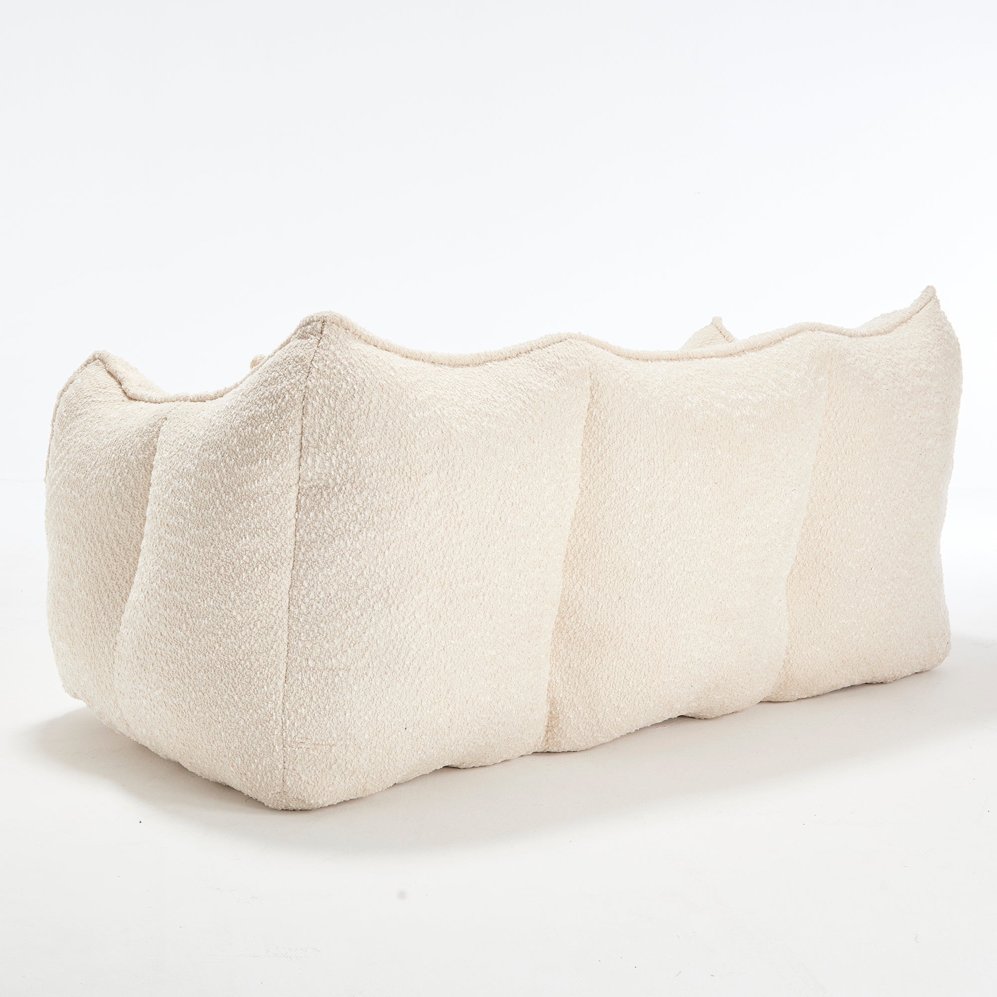 Comfortable Dual Beanbag Chair with High Resilience Foam Core for Two People in Beige Chenille - Grand Goldman Shop