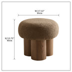 W8017-1 Mushroom Stool with Brown Lamb Wool Seat and Walnut Veneer Barrel PVC Pipe - Grand Goldman Shop