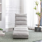 Light Grey Linen Massage Chaise Lounge Indoor with Remote Control, Ergonomic Electric Massage Lounger with 5 Modes - Grand Goldman Shop