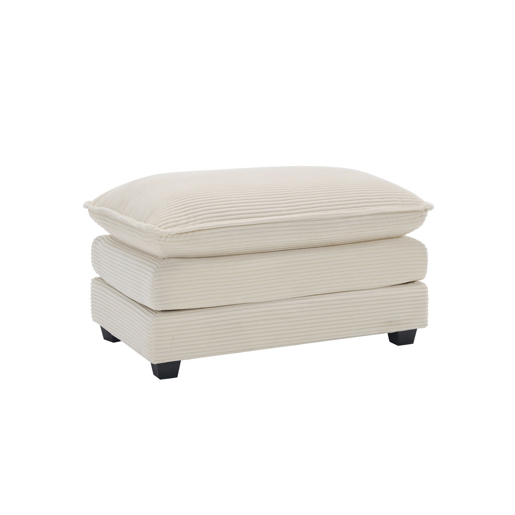 Ottoman Footstool in Corduroy Fabric, Can be Used with 2 Seater Sofas, 3 Seater Sofas and 4 Seater Sofas, Beige Corduroy Fabric - Grand Goldman Shop
