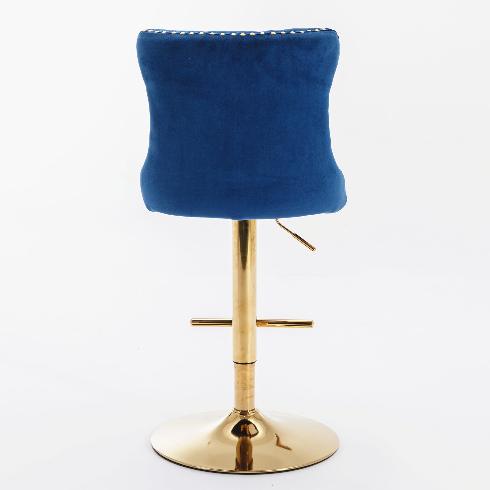 A&A Furniture,Golden Swivel Velvet Barstools Adjusatble Seat Height from 25-33 Inch, Modern Upholstered Bar Stools with Backs Comfortable Tufted for Home Pub and Kitchen Island,Blue,Set of 2 - Grand Goldman Shop