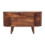 Solid Wood Honey Caramel Rounded Lid-Up Blanket Box, Nordic Legs, Brown - Grand Goldman Shop