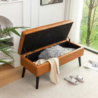Storage Bench with Storage Bench for Bedroom End of Bed Bench Foot of Bed Bench Entryway Bench Storage Ottoman Bench 43.3' W x 17.7' Brown Leather Bench - Grand Goldman Shop