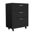 3 Drawers Storage Cabinet with Casters Lions Office, Black Wengue Finish - Grand Goldman