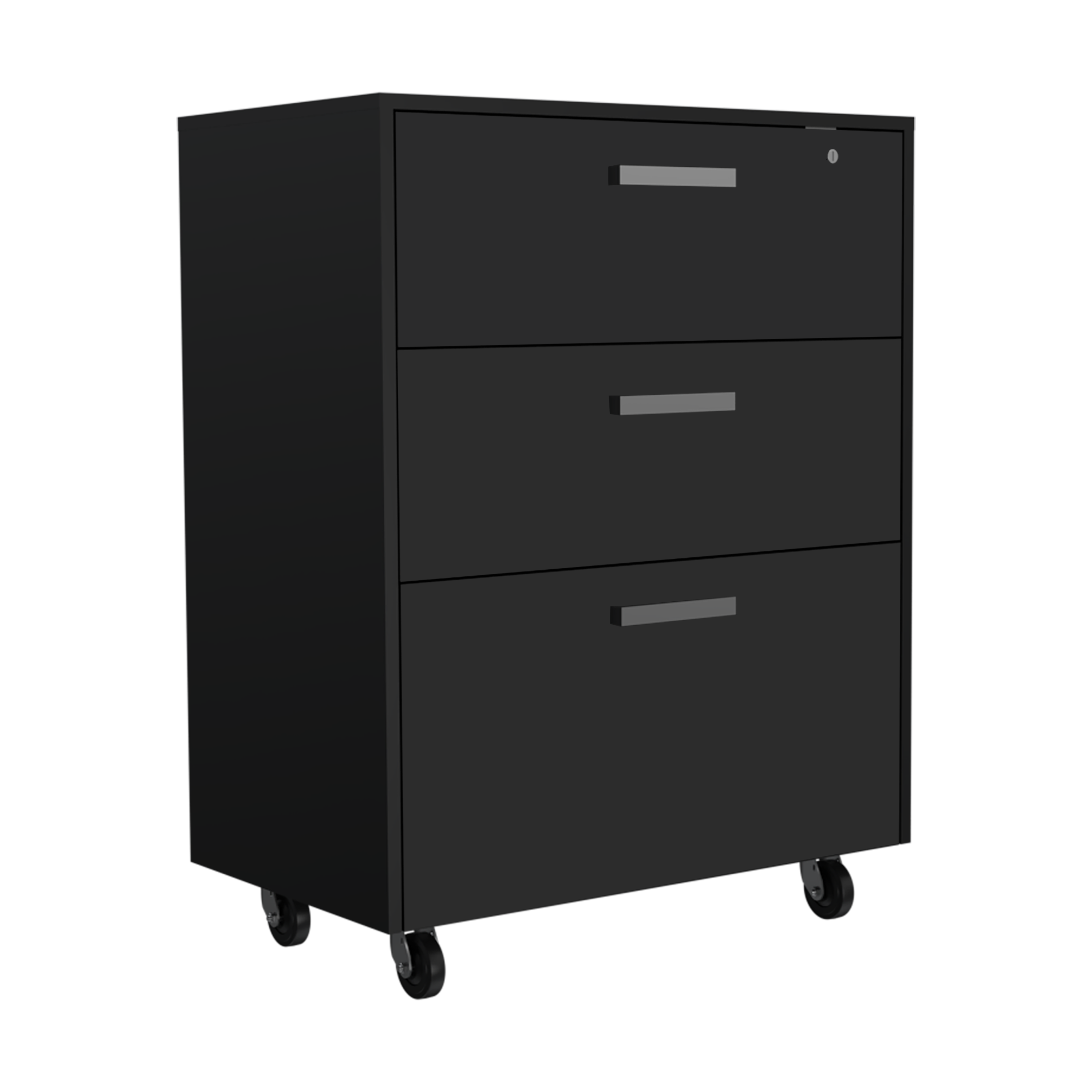 3 Drawers Storage Cabinet with Casters Lions Office, Black Wengue Finish - Grand Goldman