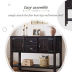 48'' Solid Wood Sideboard Console Table with 2 Drawers and Cabinets and Bottom Shelf, Retro Style Storage Dining Buffet Server Cabinet for Living Room Kitchen Dining Room (Espresso - Grand Goldman Shop