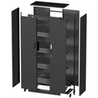 71'H Metal Garage Storage Cabinet with Wheels and Lock, Heavy Duty Rolling Metal Cabinet, 4 Adjustable Shelves (180lb Each), 