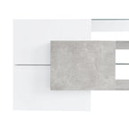 ON-TREND Unique Shape TV Stand with 2 Illuminated Glass Shelves, High Gloss Entertainment Center for TVs Up to 88', Versatile TV Cabinet with LED Color Changing Lights for Living Room, Grey - Grand Goldman Shop