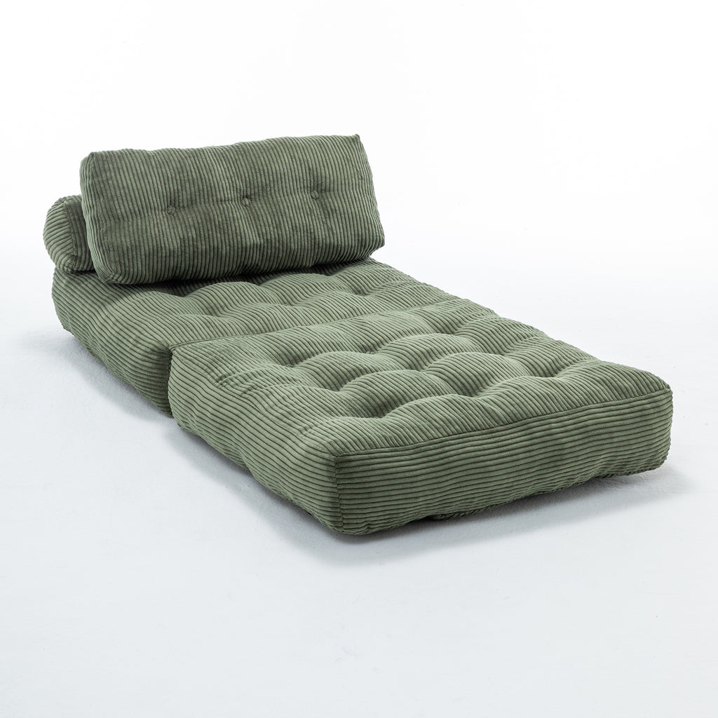 Folding Sofa Bed, Convertible Sleeper Chair with Pillow Foldable Mattress with Back Support, Portable Fold Out Chair Bed Comfy Floor Sofa Lounge for Living Room Bedroom, Green, Single - Grand Goldman Shop
