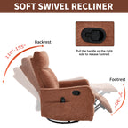 Orange Heat Massage Manual Recliner Chair with Rocker and Swivel in Fabric for Living Room - Grand Goldman Shop