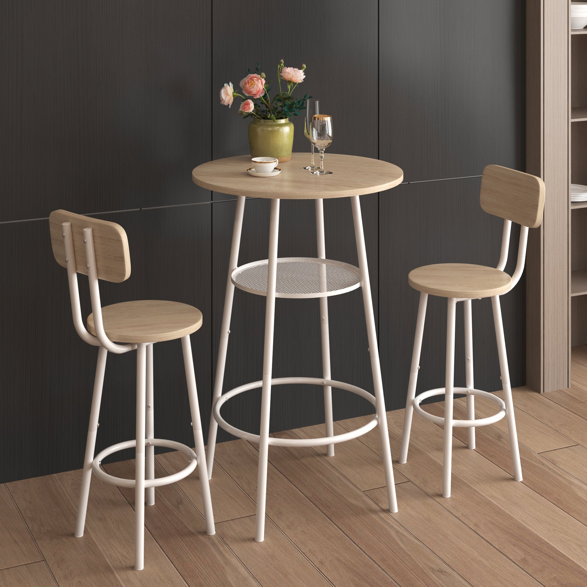 Bar table, equipped with 2 bar stools , with backrest and partition - Grand Goldman Shop