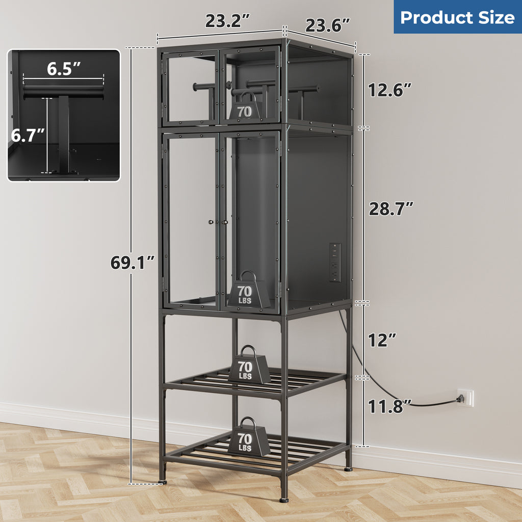 Black 3D Printer Cabinet with Double-Layer Filament Storage, T-Shaped Filament Bar, Noise-Reducing and Dust-Proof Design for Studio or Office Use - Grand Goldman Shop