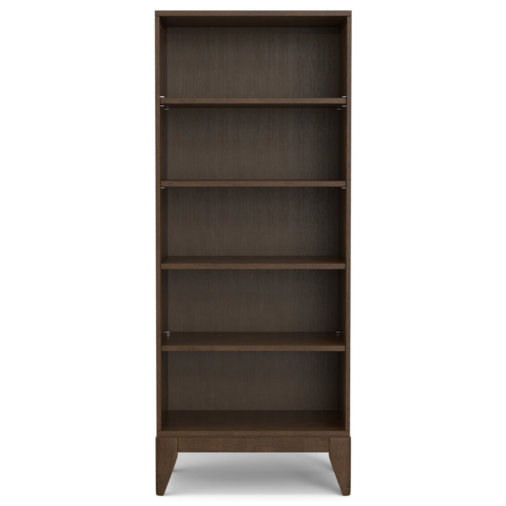 Harper 5 Shelf Bookcase in Walnut Brown with Solid Wood Construction and Mid-Century Modern Design | Premium Home Decor - Gra