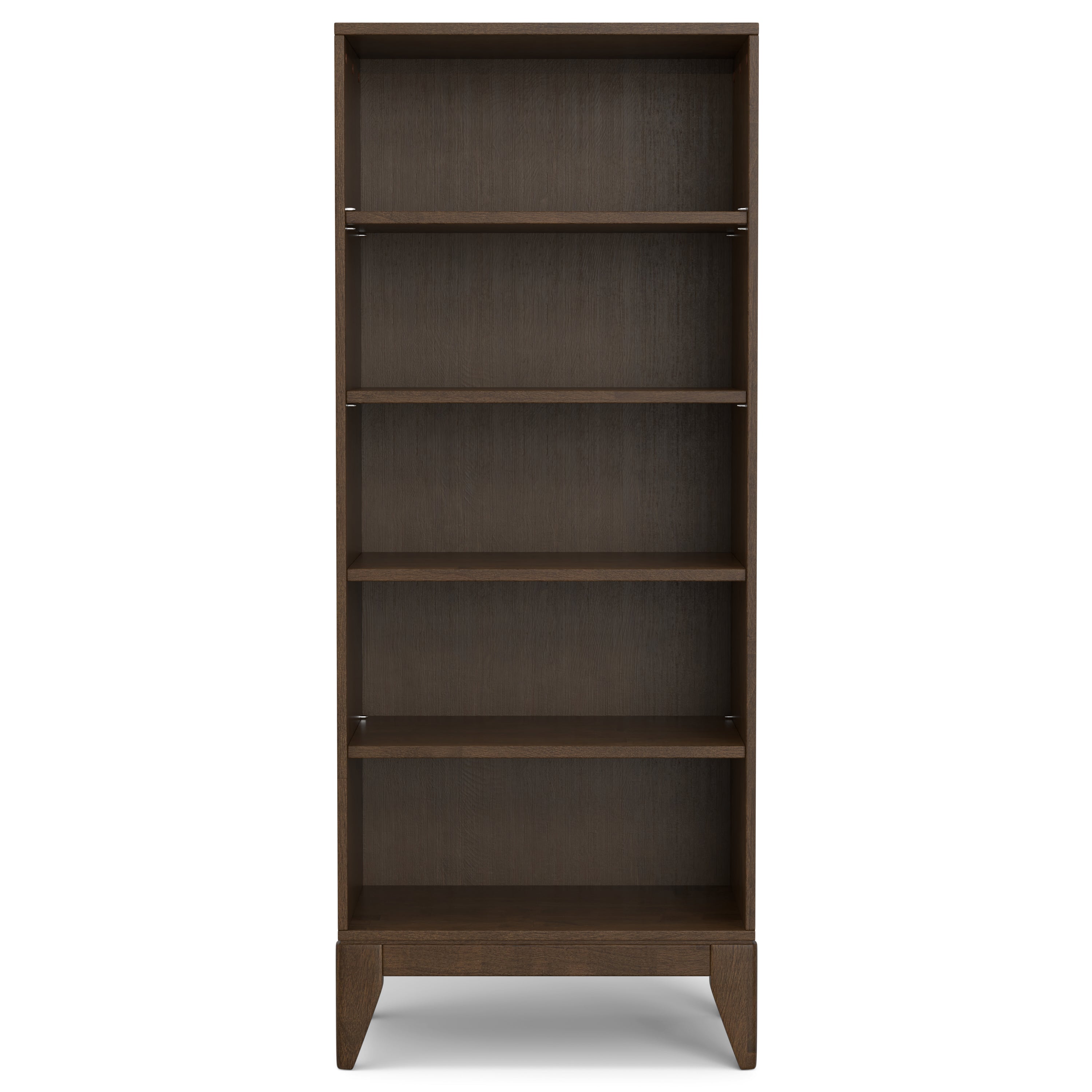 Harper 5 Shelf Bookcase in Walnut Brown with Solid Wood Construction and Mid-Century Modern Design | Premium Home Decor - Gra