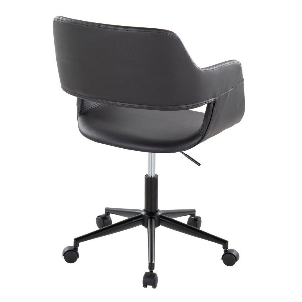 Contemporary Task Chair in Black Metal and Black Faux Leather - Grand Goldman