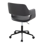 Contemporary Task Chair in Black Metal and Black Faux Leather - Grand Goldman