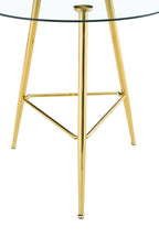36 Inch Height Bar Table, 34 Inch Round Tempered Glass Top Pub Table with Chrome-Plated Golden Metal Legs, Modern Bistro Table for Kitchen Island/Bar/Cafe - Grand Goldman Shop